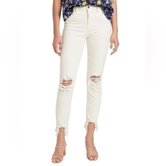 L Agence Womens Distressed Fringe High waist Rise High Line Jeans Pink Size 25 - Picture 1 of 8